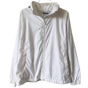 COLUMBIA Women's Full Zip Waterproof Windbreaker Jacket XL White Lightweight